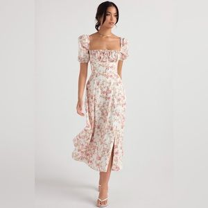 TALLULAH ROSE PRINT PUFF SLEEVE MIDI SUNDRESS